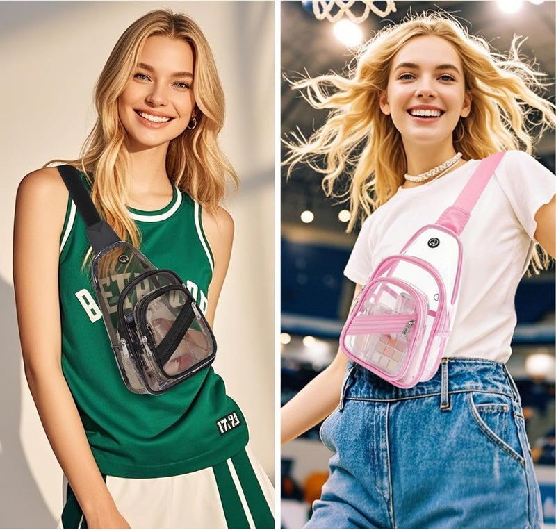 ASKSKY Clear Bag for Stadium Events, Clear Backpack Purse for Women Waterproof PVC Crossbody Fanny Pack for Concert - Image 2